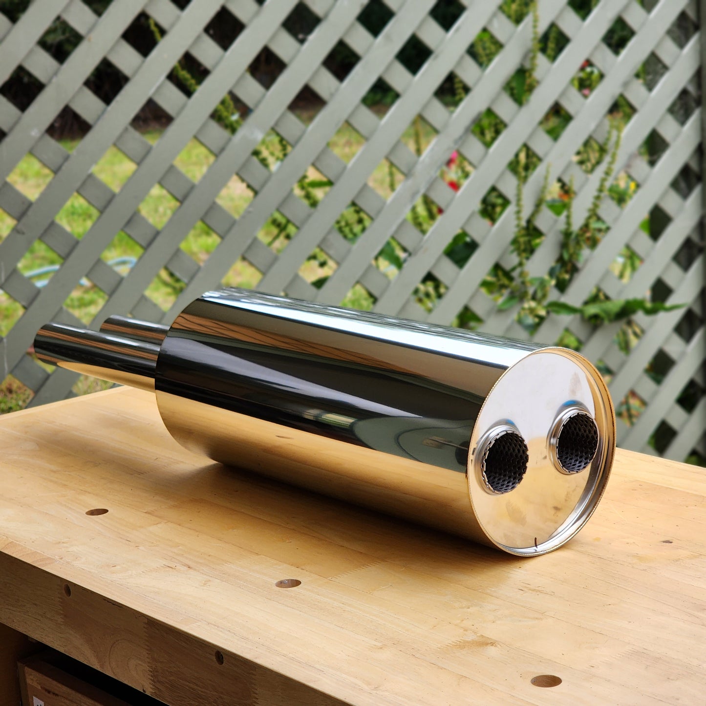 Twin inlet/twin outlet 43mm Stainless Muffler
