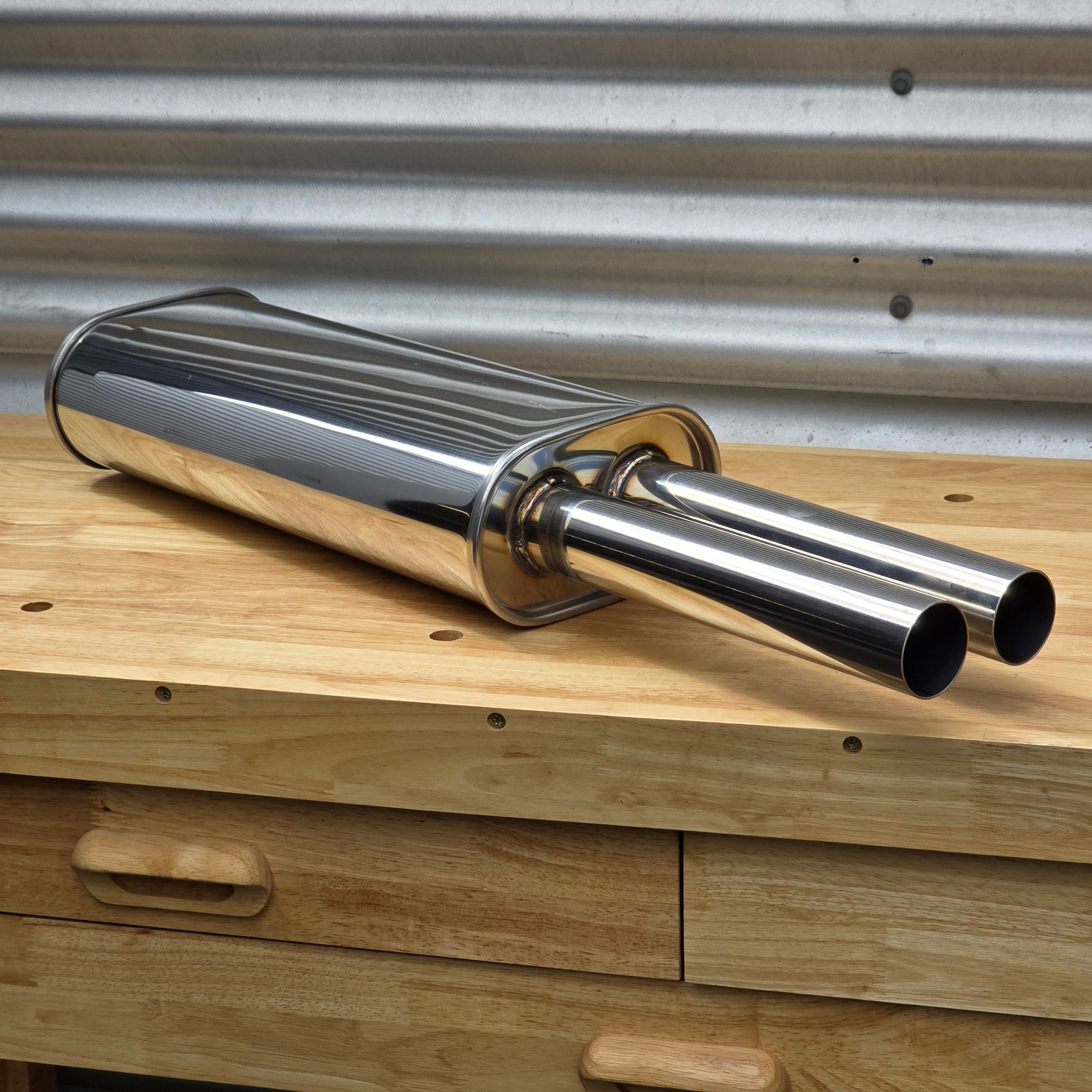 Oval Single inlet/twin exit Stainless Muffler – Jeff's Emporium