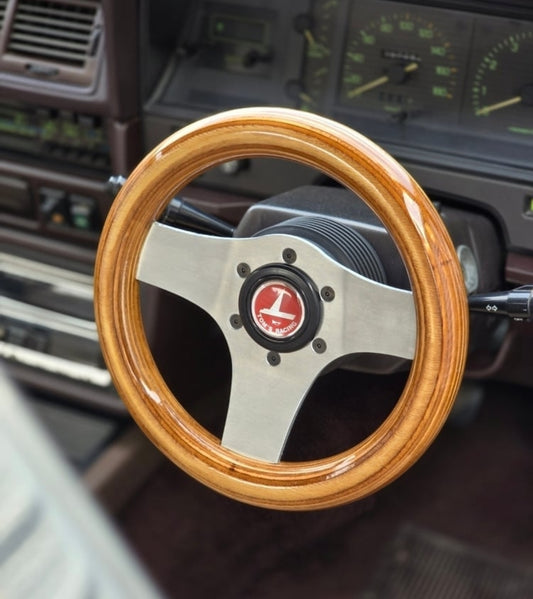 Made to order brushed 280mm solid spoke mid tone wood