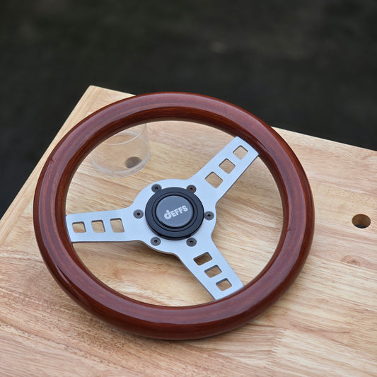 Competition style 280mm Silver with deep deep red wood tone