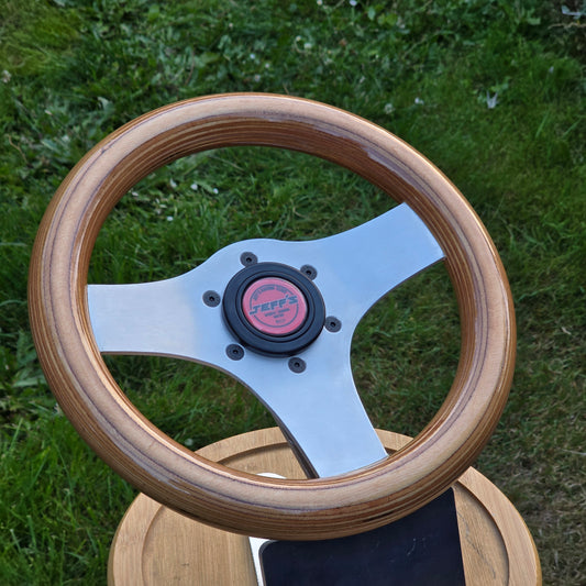 Made to order brushed 280mm solid spoke mid tone wood